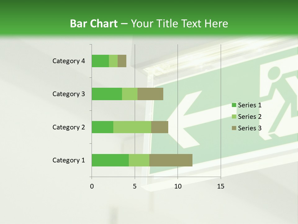 A Green And White Sign Hanging From A Ceiling PowerPoint Template