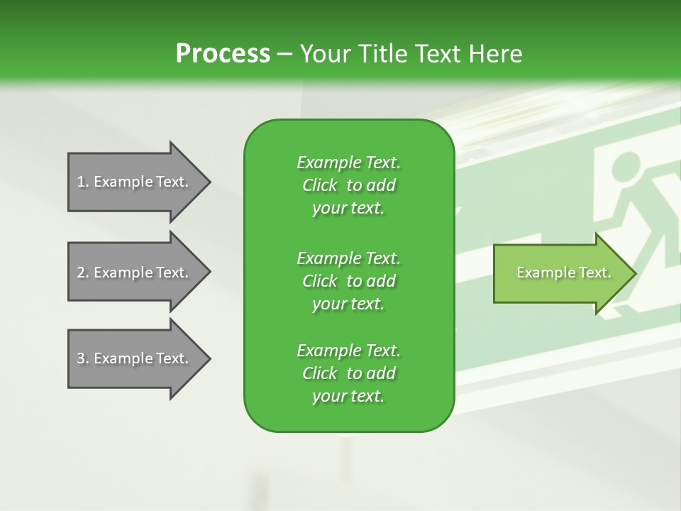 A Green And White Sign Hanging From A Ceiling PowerPoint Template