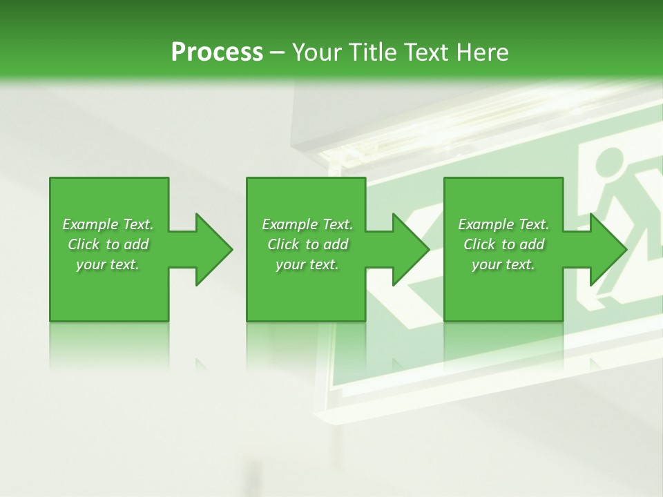 A Green And White Sign Hanging From A Ceiling PowerPoint Template