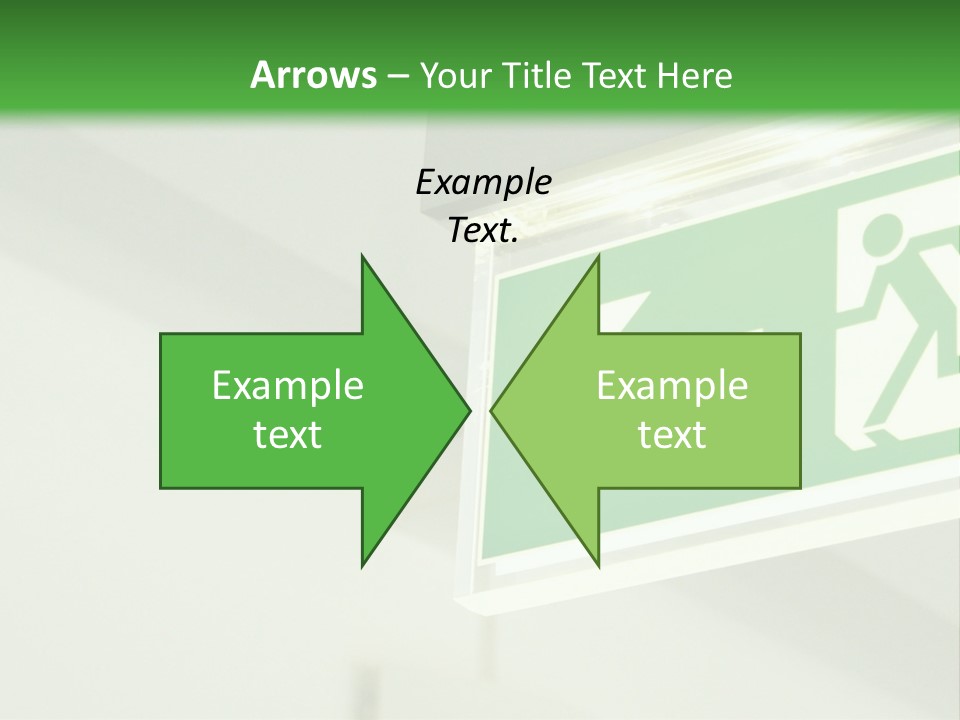 A Green And White Sign Hanging From A Ceiling PowerPoint Template