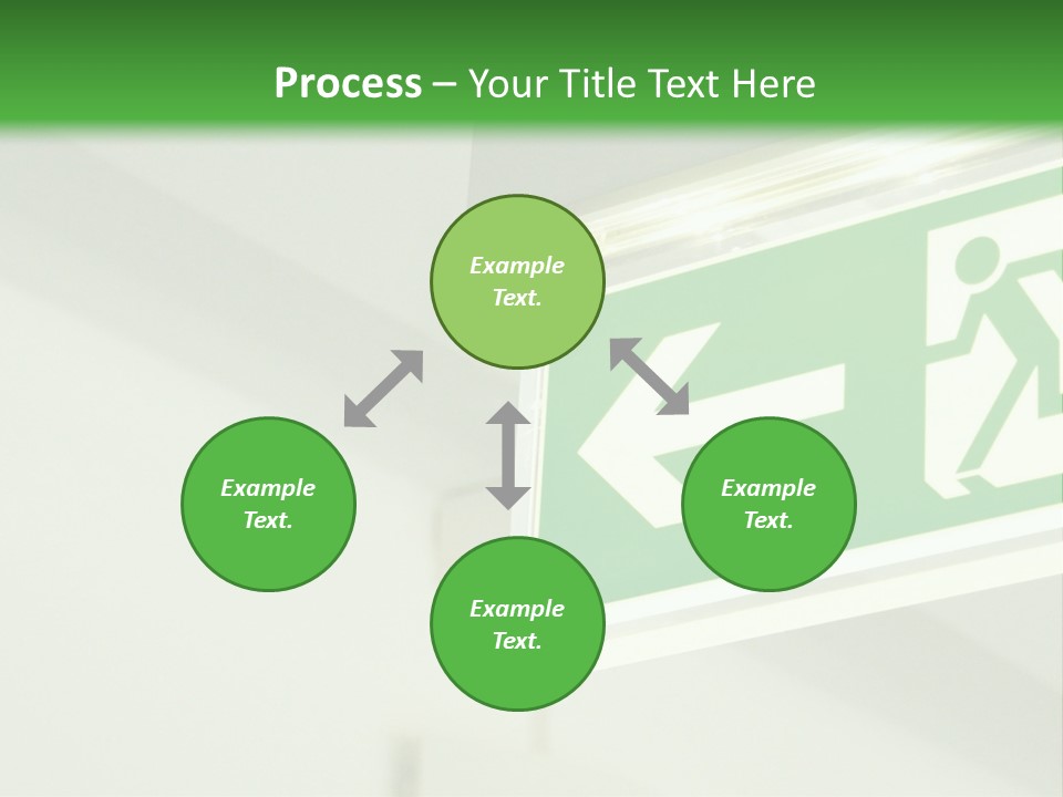 A Green And White Sign Hanging From A Ceiling PowerPoint Template