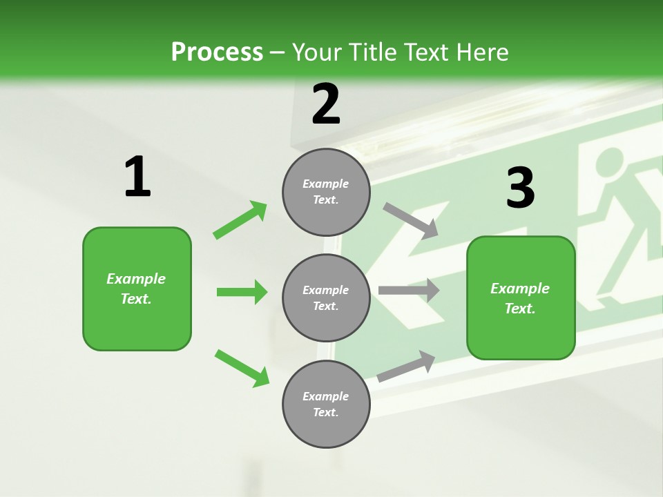 A Green And White Sign Hanging From A Ceiling PowerPoint Template