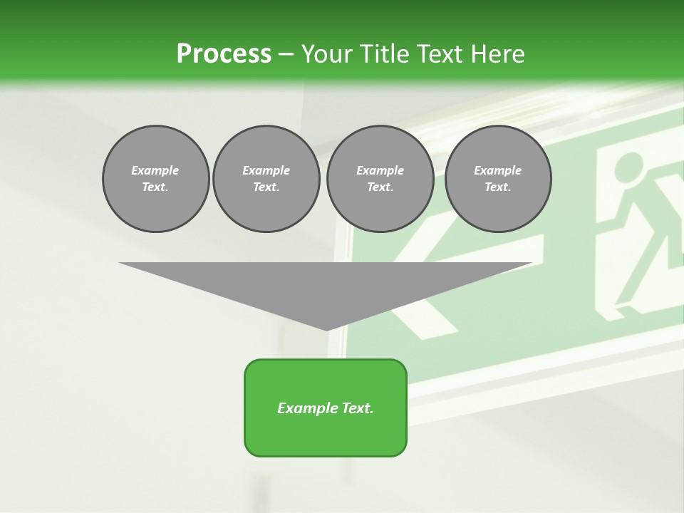 A Green And White Sign Hanging From A Ceiling PowerPoint Template