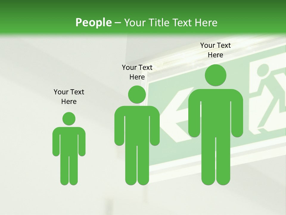 A Green And White Sign Hanging From A Ceiling PowerPoint Template