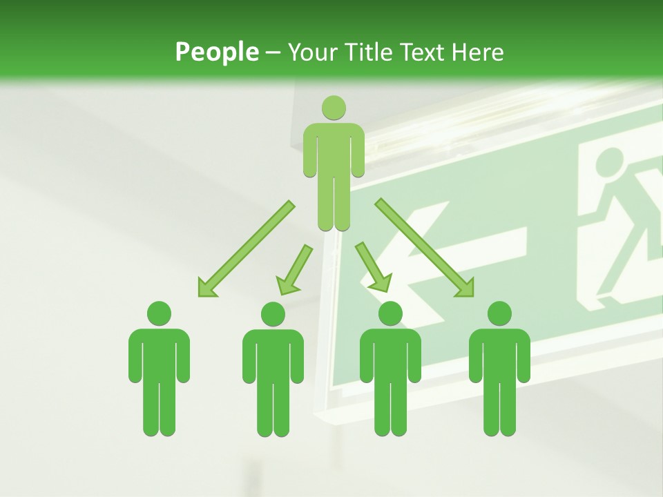 A Green And White Sign Hanging From A Ceiling PowerPoint Template