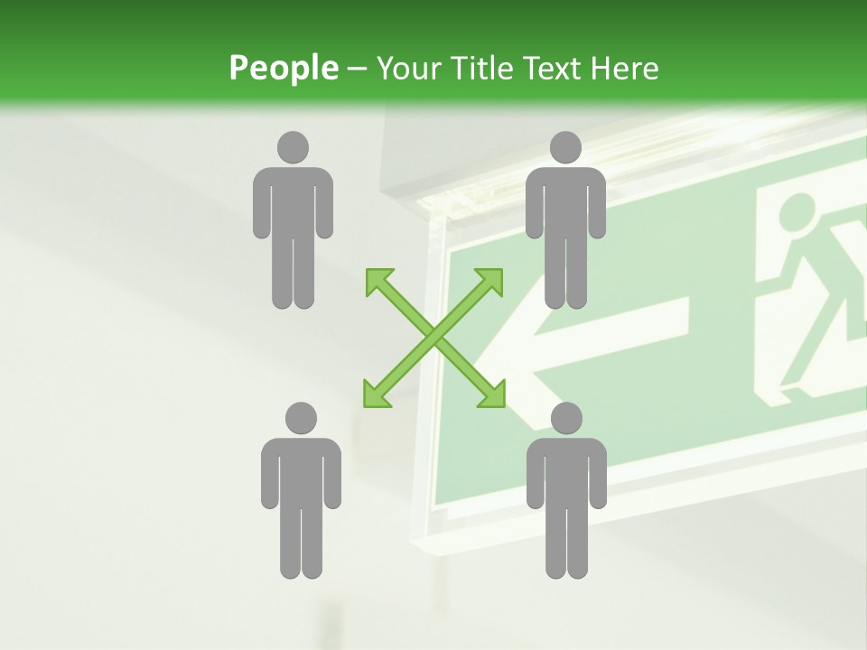 A Green And White Sign Hanging From A Ceiling PowerPoint Template