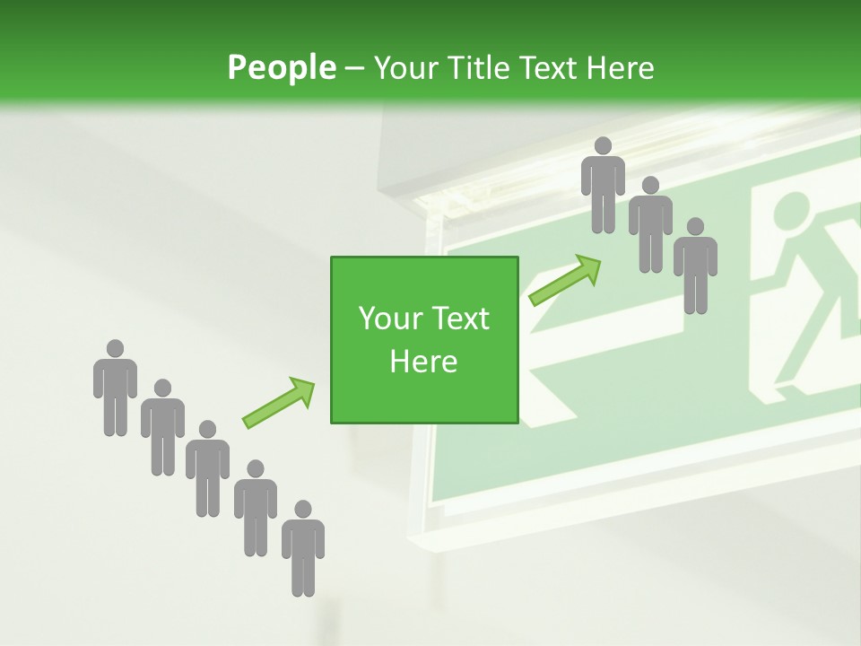 A Green And White Sign Hanging From A Ceiling PowerPoint Template