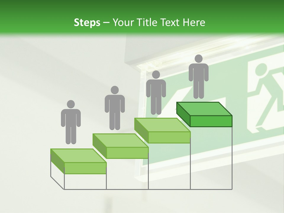 A Green And White Sign Hanging From A Ceiling PowerPoint Template