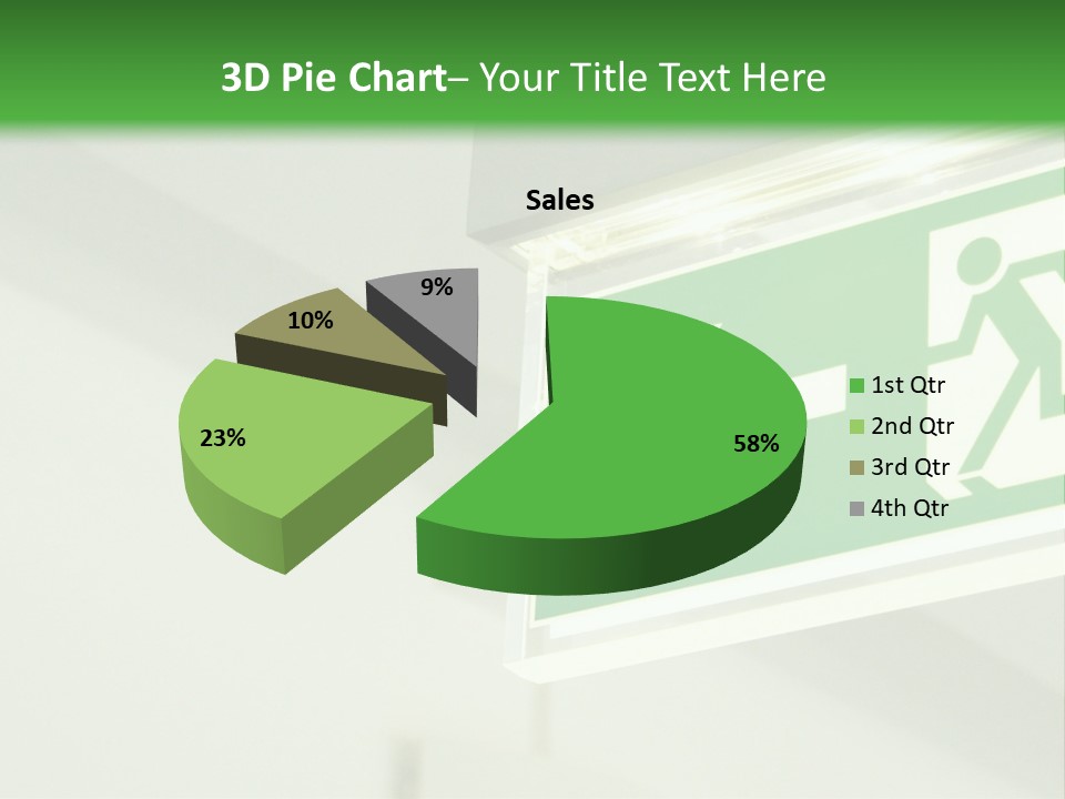 A Green And White Sign Hanging From A Ceiling PowerPoint Template