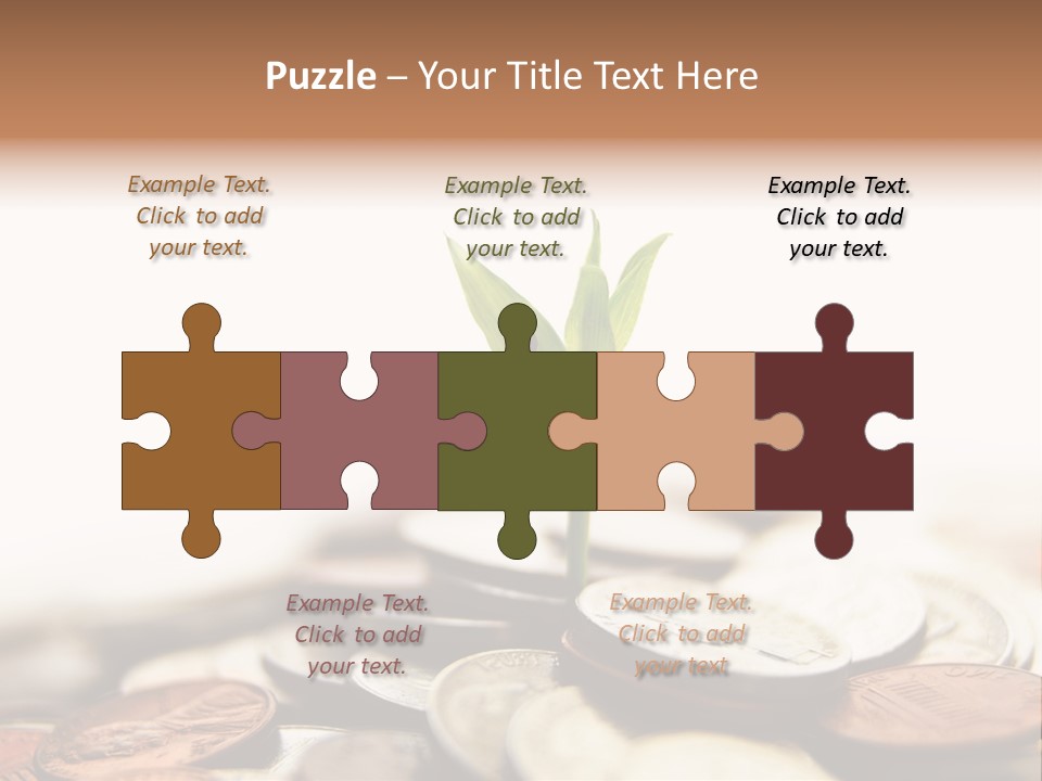 A Plant Sprouting Out Of A Pile Of Coins PowerPoint Template