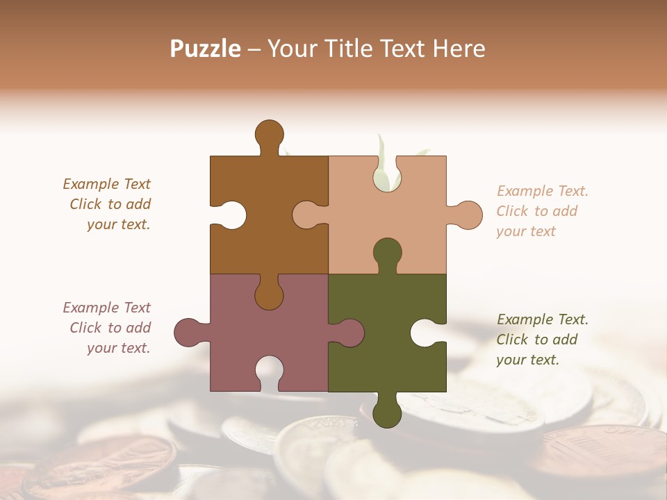 A Plant Sprouting Out Of A Pile Of Coins PowerPoint Template