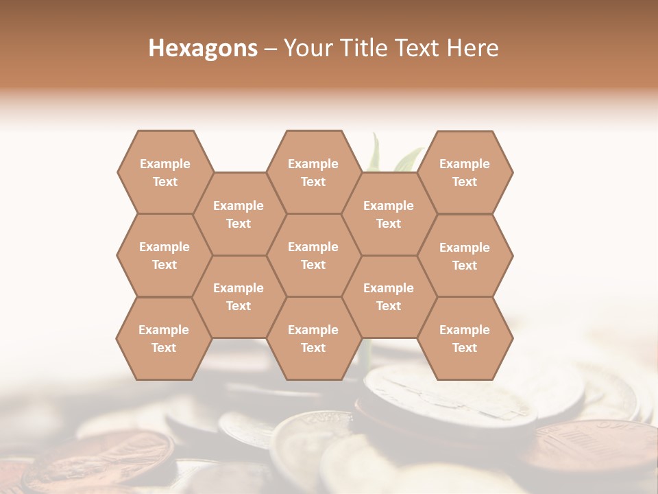 A Plant Sprouting Out Of A Pile Of Coins PowerPoint Template