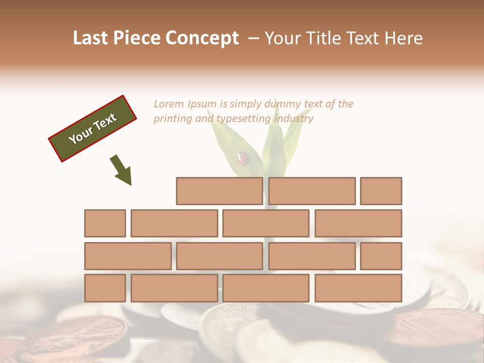 A Plant Sprouting Out Of A Pile Of Coins PowerPoint Template