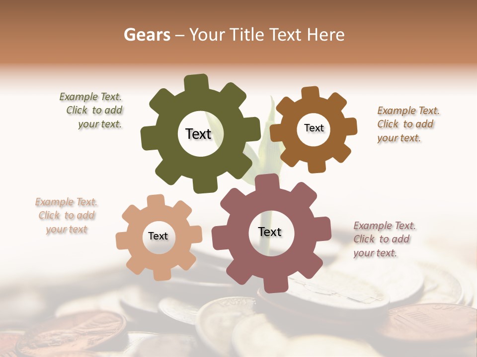 A Plant Sprouting Out Of A Pile Of Coins PowerPoint Template