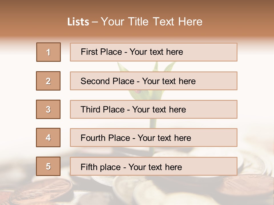 A Plant Sprouting Out Of A Pile Of Coins PowerPoint Template