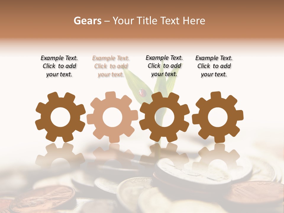 A Plant Sprouting Out Of A Pile Of Coins PowerPoint Template