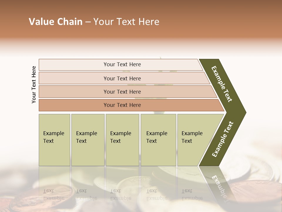 A Plant Sprouting Out Of A Pile Of Coins PowerPoint Template