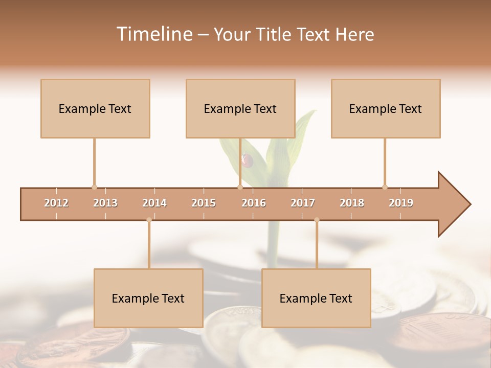 A Plant Sprouting Out Of A Pile Of Coins PowerPoint Template