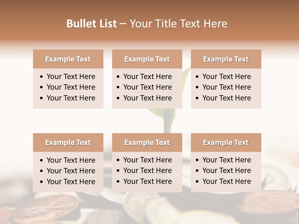 A Plant Sprouting Out Of A Pile Of Coins PowerPoint Template