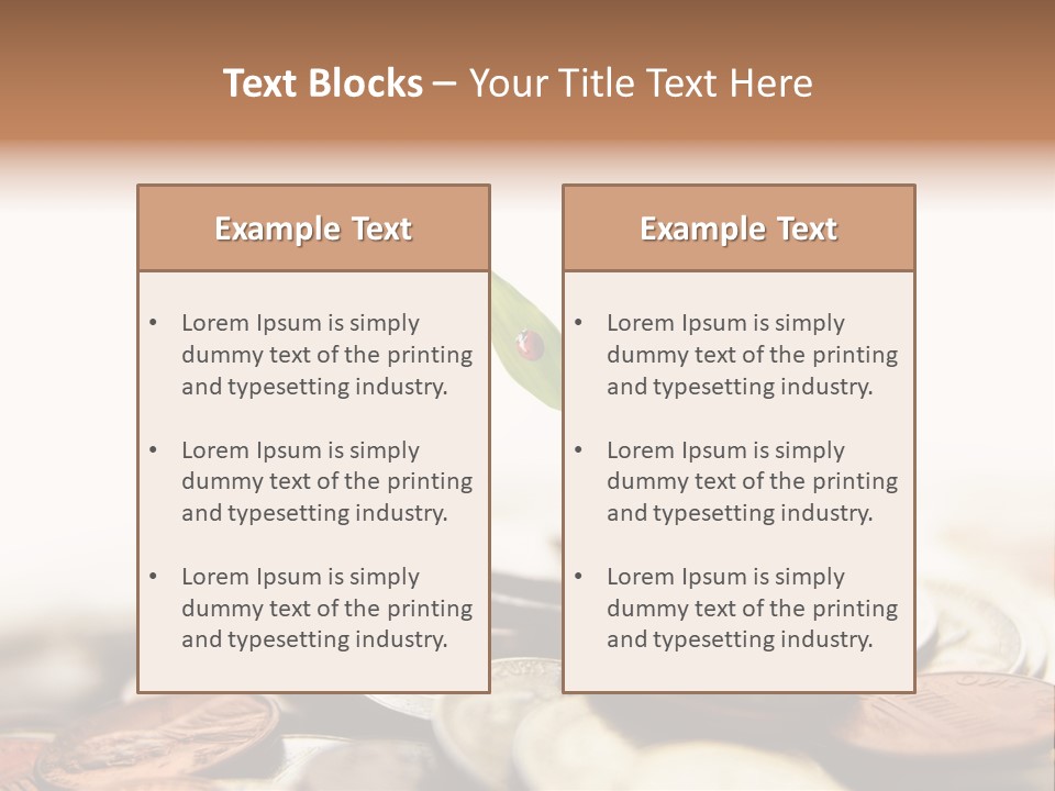 A Plant Sprouting Out Of A Pile Of Coins PowerPoint Template