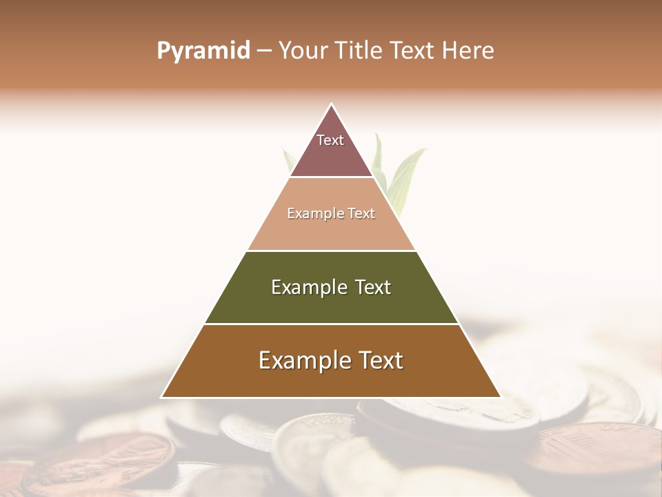 A Plant Sprouting Out Of A Pile Of Coins PowerPoint Template