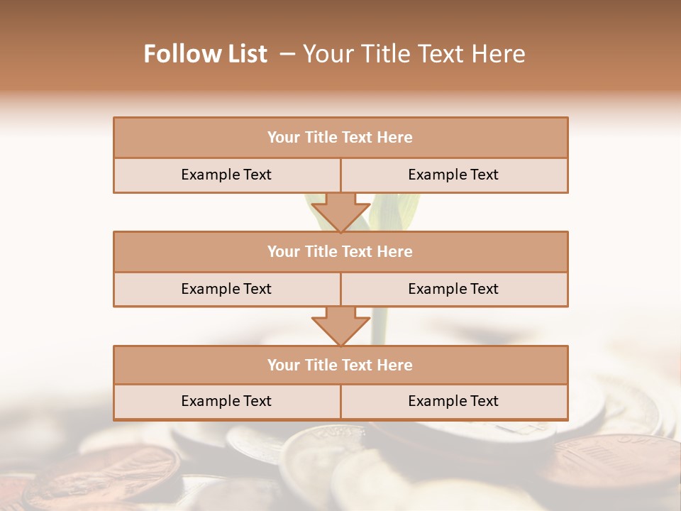 A Plant Sprouting Out Of A Pile Of Coins PowerPoint Template