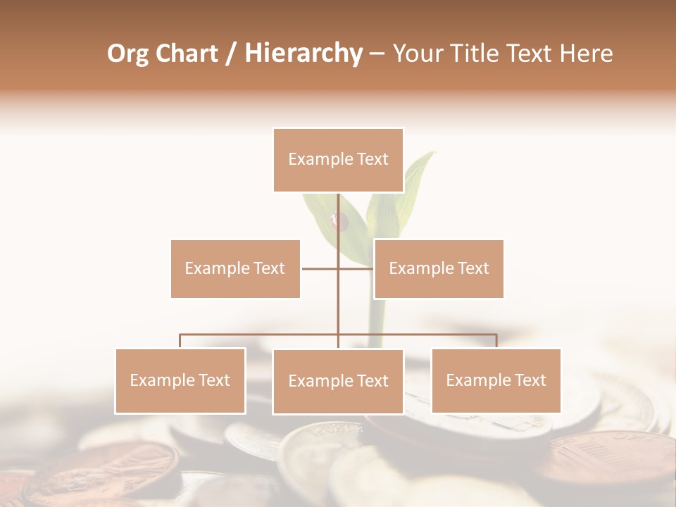 A Plant Sprouting Out Of A Pile Of Coins PowerPoint Template