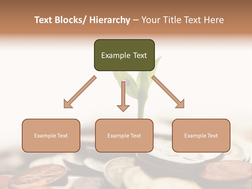 A Plant Sprouting Out Of A Pile Of Coins PowerPoint Template