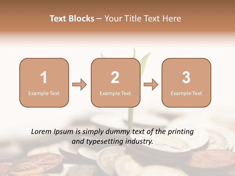 A Plant Sprouting Out Of A Pile Of Coins PowerPoint Template