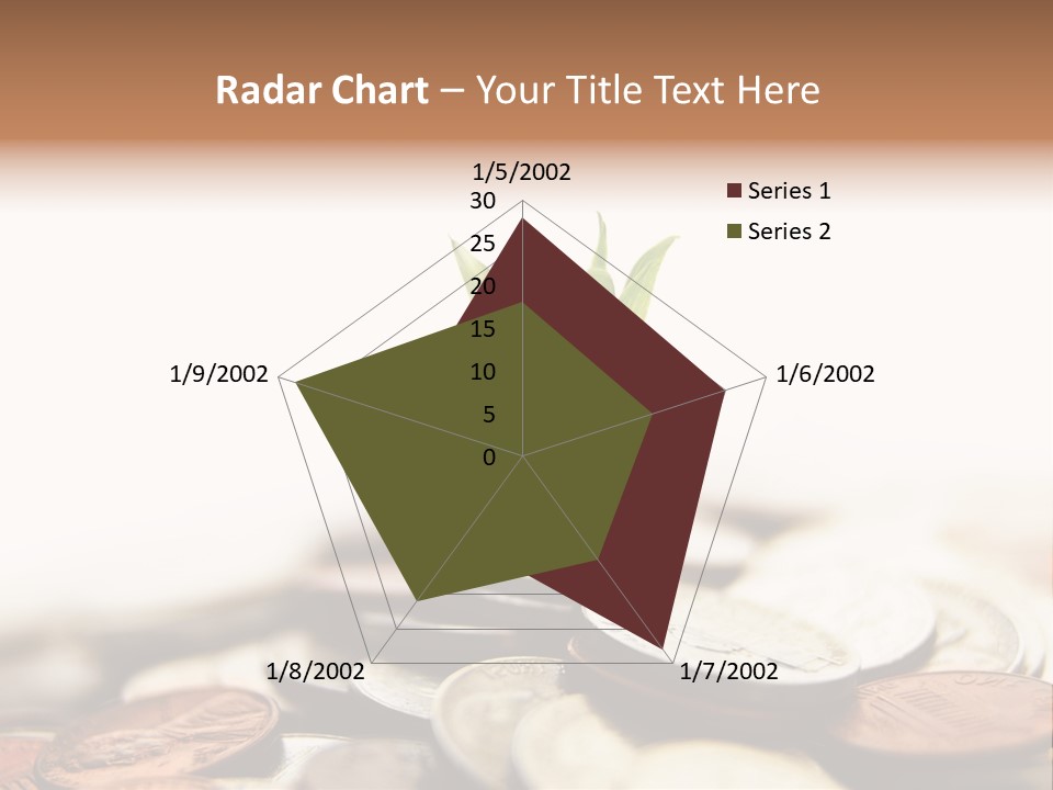A Plant Sprouting Out Of A Pile Of Coins PowerPoint Template