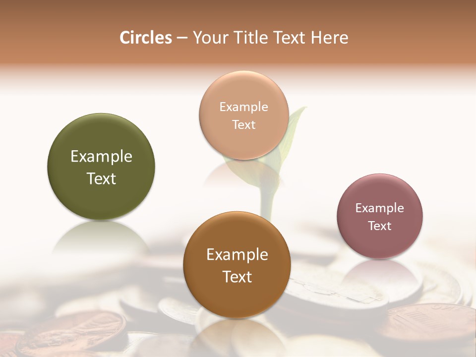 A Plant Sprouting Out Of A Pile Of Coins PowerPoint Template