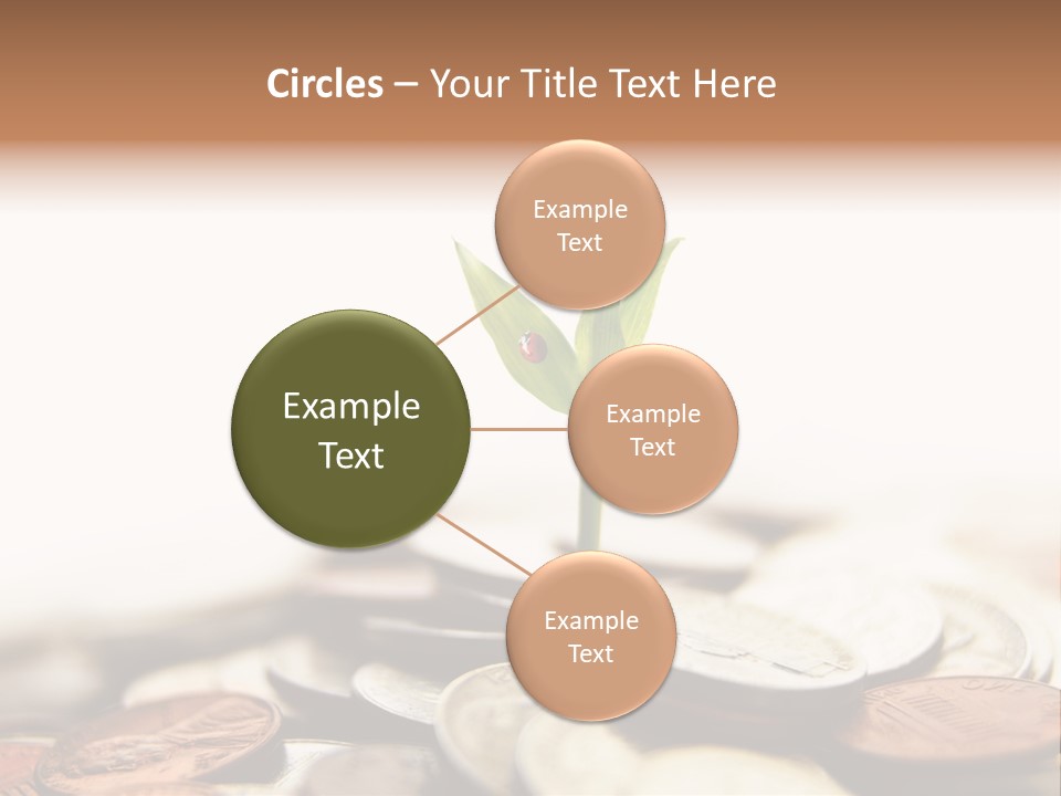 A Plant Sprouting Out Of A Pile Of Coins PowerPoint Template