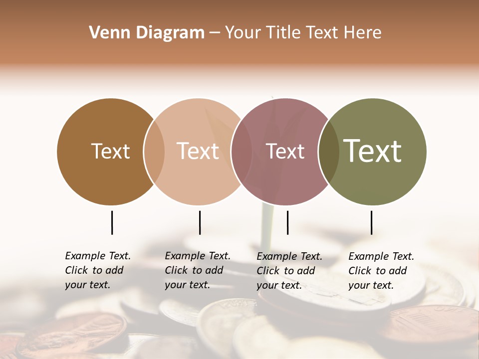 A Plant Sprouting Out Of A Pile Of Coins PowerPoint Template