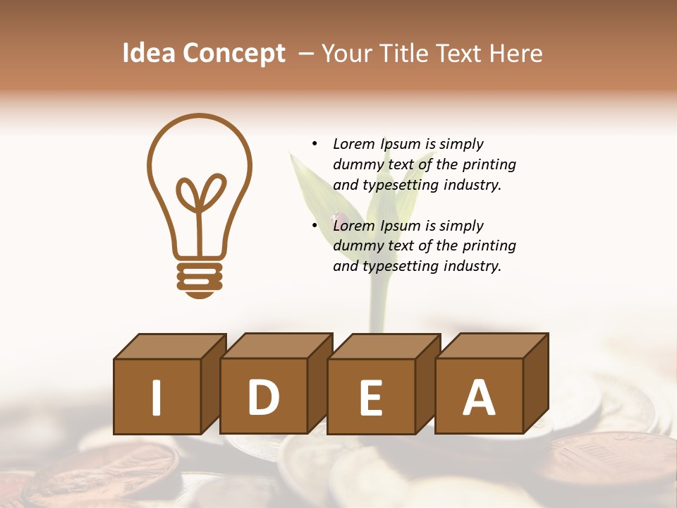 A Plant Sprouting Out Of A Pile Of Coins PowerPoint Template