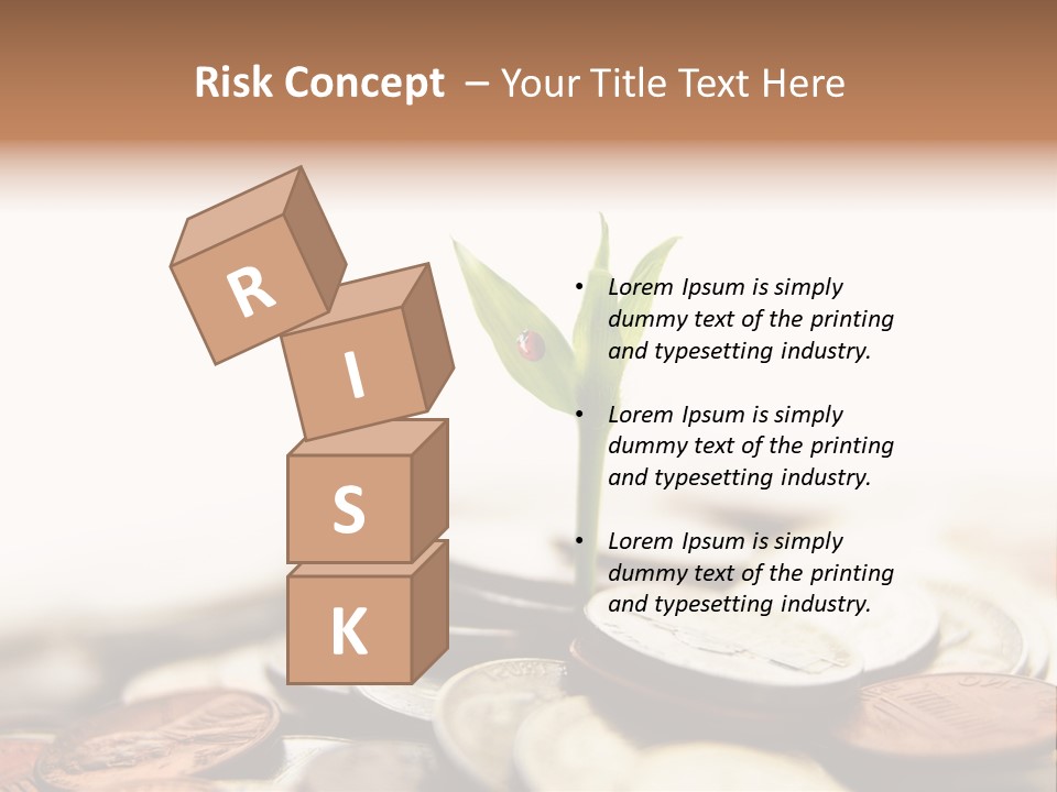 A Plant Sprouting Out Of A Pile Of Coins PowerPoint Template