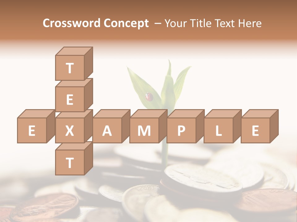 A Plant Sprouting Out Of A Pile Of Coins PowerPoint Template