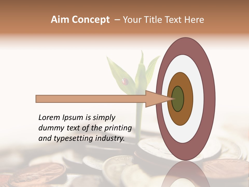 A Plant Sprouting Out Of A Pile Of Coins PowerPoint Template