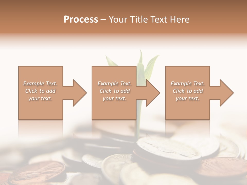 A Plant Sprouting Out Of A Pile Of Coins PowerPoint Template