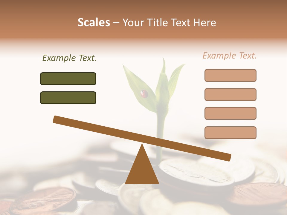 A Plant Sprouting Out Of A Pile Of Coins PowerPoint Template