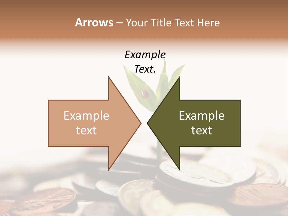 A Plant Sprouting Out Of A Pile Of Coins PowerPoint Template