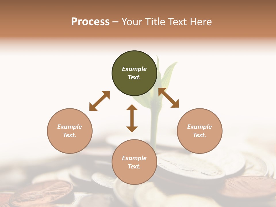 A Plant Sprouting Out Of A Pile Of Coins PowerPoint Template