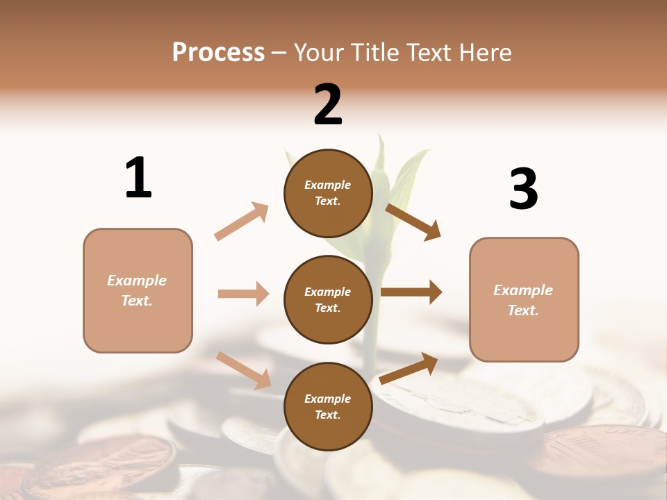 A Plant Sprouting Out Of A Pile Of Coins PowerPoint Template