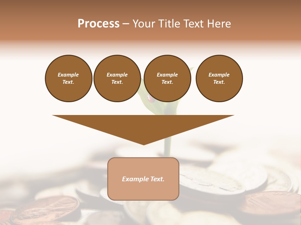 A Plant Sprouting Out Of A Pile Of Coins PowerPoint Template