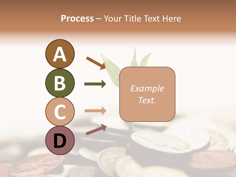 A Plant Sprouting Out Of A Pile Of Coins PowerPoint Template