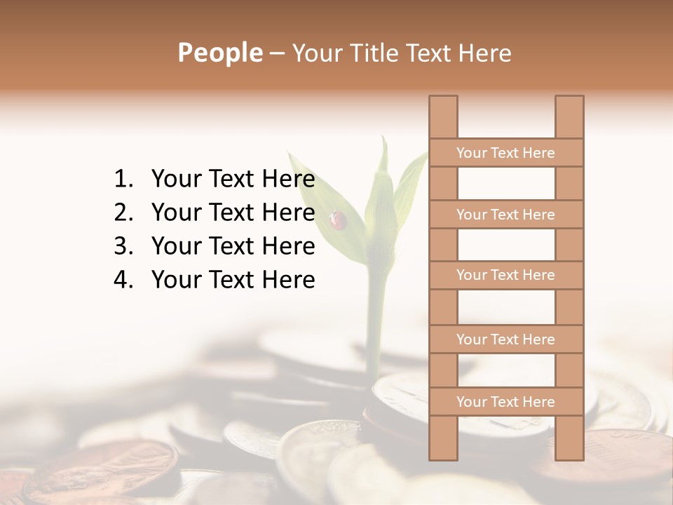 A Plant Sprouting Out Of A Pile Of Coins PowerPoint Template