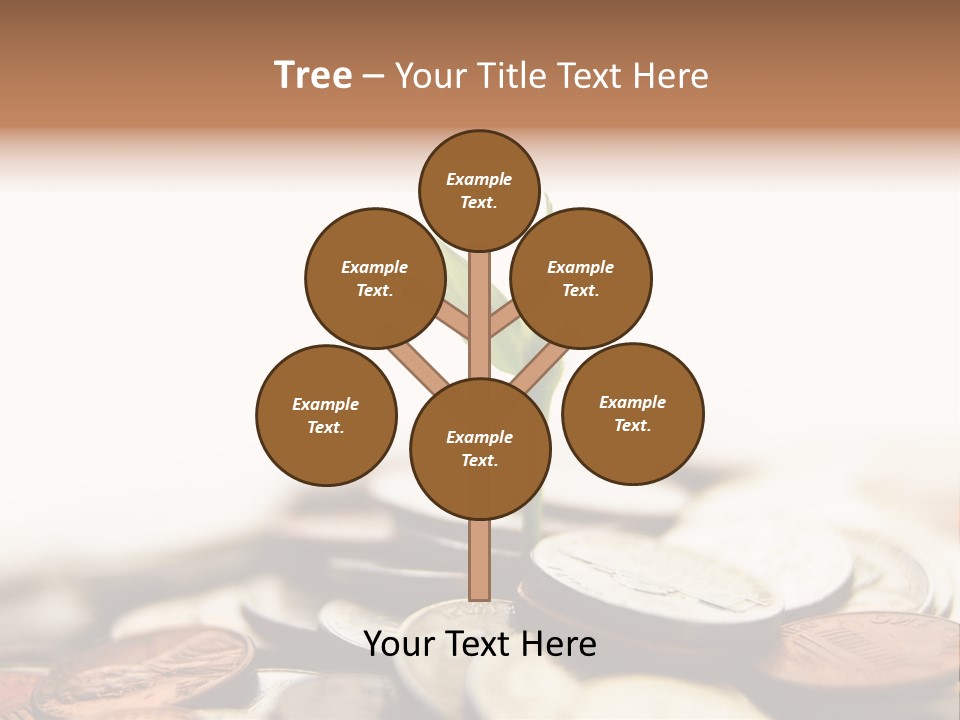 A Plant Sprouting Out Of A Pile Of Coins PowerPoint Template