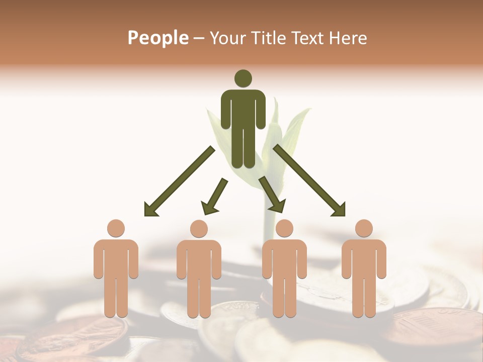 A Plant Sprouting Out Of A Pile Of Coins PowerPoint Template