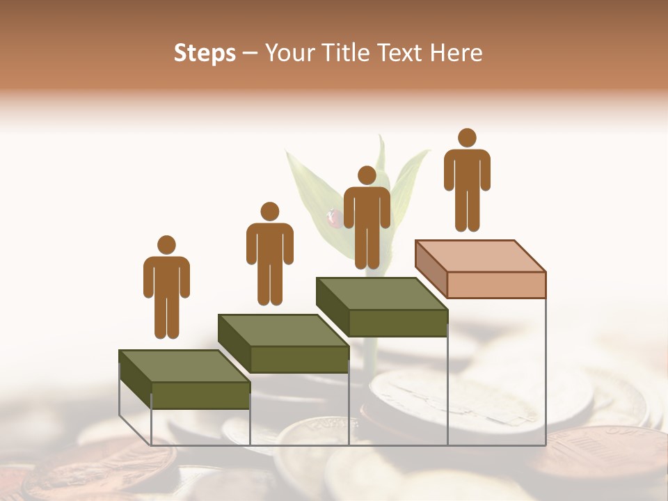 A Plant Sprouting Out Of A Pile Of Coins PowerPoint Template