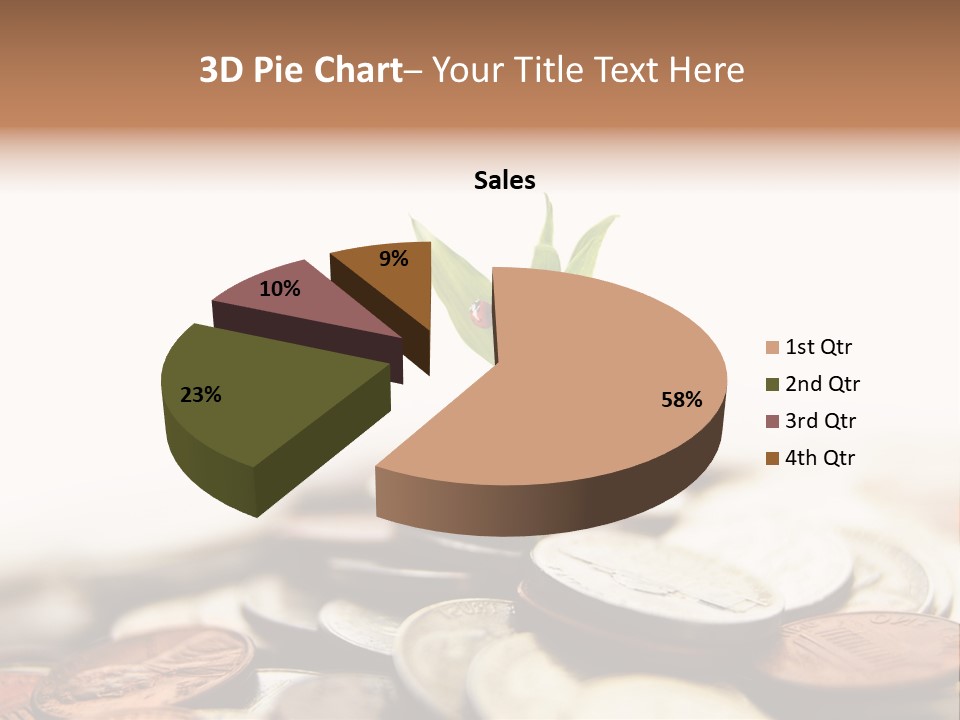 A Plant Sprouting Out Of A Pile Of Coins PowerPoint Template
