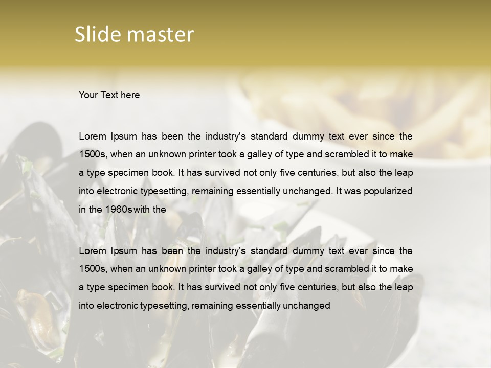 A Plate Of Mussels Next To A Bowl Of Fries PowerPoint Template